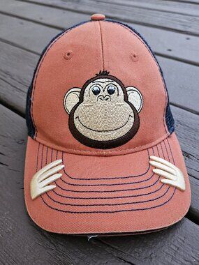 Costa Rica Tuanis Pura Vida Orange and Navy Blue Embroidered Monkey Hat